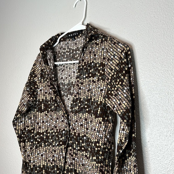 Motel Retro Print Button Down Shirt Size Small NWOT - Picture 4 of 5